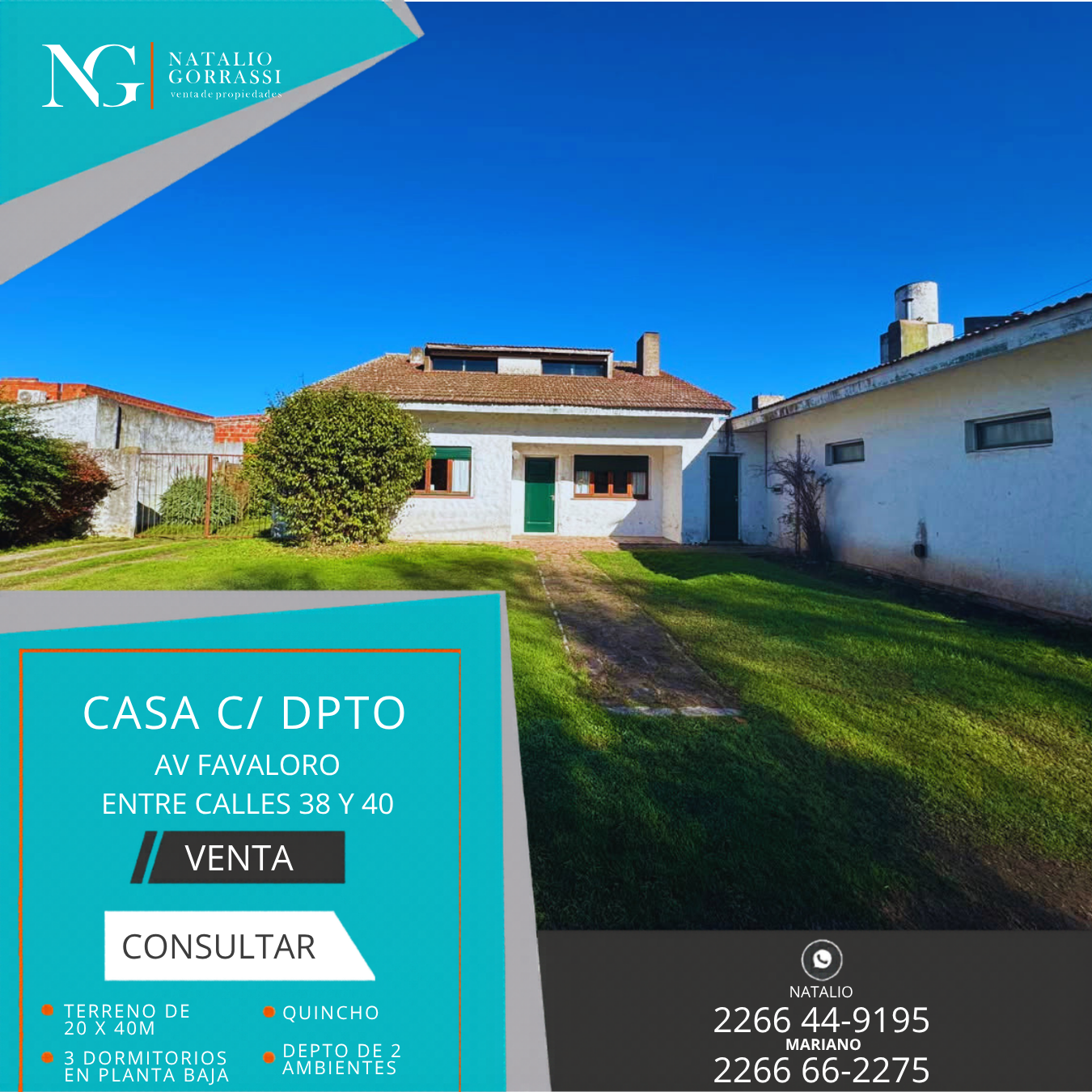 Casa c/ Depto en Venta en Av Favaloro e/ calles 38 y 40