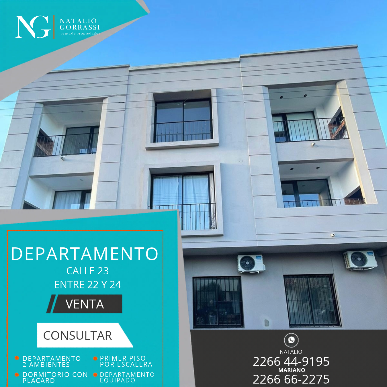 Departamento 2 Ambientes en Venta en Calle 23 e/ 20 y 22