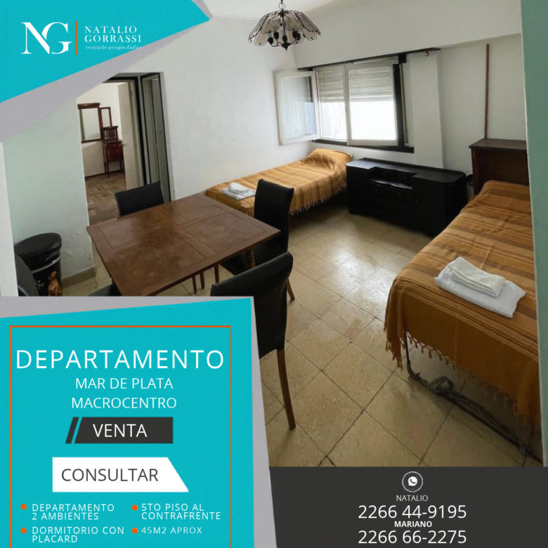 Departamento de 2 Ambientes en Venta en Zona de Macro Centro- MDP